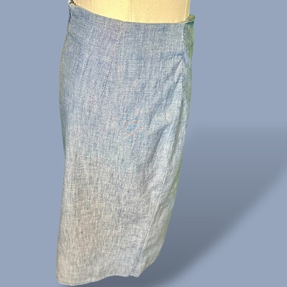 J. Crew ‘Cotton Ruffle Front Pencil Skirt’ in Chambray Blue Size 14 - Picture 15 of 16